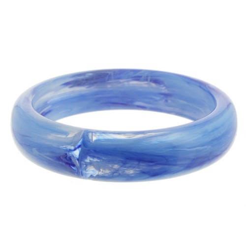 67.5 mm thick transparent resin bead bracelet - Marbled Blue x1