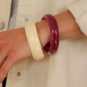 67mm Thick Opaque Resin Bracelet - Marbled Violet x1