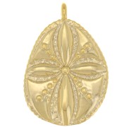 21x15mm irregular worked drop Pendant - flower pattern - Gold Tone x1|raw }}