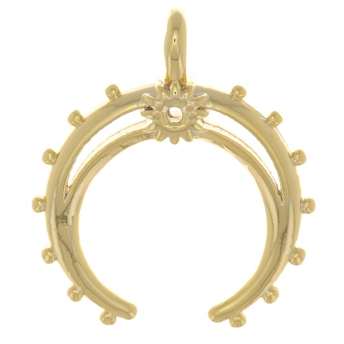 17x15mm Openwork horn pendant with small balls - Gold Tone x1