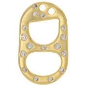 20x12mm Double Hole Can cap Pendant with zirconium oxide - Gold Tone x1