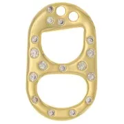 20x12mm Double Hole Can cap Pendant with zirconium oxide - Gold Tone x1