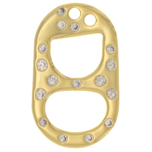 20x12mm Double Hole Can cap Pendant with zirconium oxide - Gold Tone x1