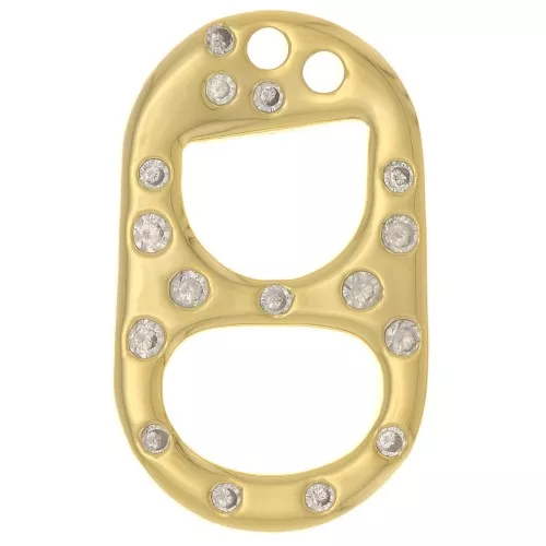 20x12mm Double Hole Can cap Pendant with zirconium oxide - Gold Tone x1