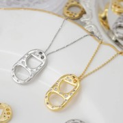 20x12mm Double Hole Can cap Pendant with  zirconium oxide - Gold Tone x1