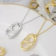 20x12mm Double Hole Can cap Pendant with zirconium oxide - Gold Tone x1