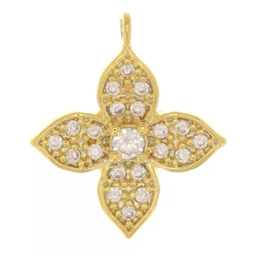 16x14mm Flower charm with zirconium oxide - Crystal - Gold Tone x1