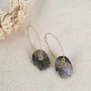 20.5x15mm Hand pendant in gemstone - Labradorite x1