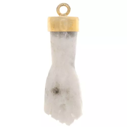 38x12mm closed fist gemstone pendant - Fine Gold plated - Moonstone x1