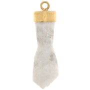 38x12mm closed fist gemstone pendant - Fine Gold plated - Moonstone x1