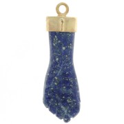 38x12mm closed fist gemstone pendant - Fine Gold plated - Lapis lazuli x1|raw }}