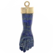 38x12mm closed fist gemstone pendant - Fine Gold plated - Lapis lazuli x1