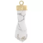 38x12mm closed fist gemstone pendant - Fine Gold plated - Howlite x1