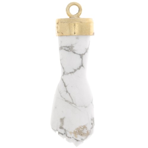 38x12mm closed fist gemstone pendant - Fine Gold plated - Howlite x1