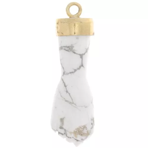 38x12mm closed fist gemstone pendant - Fine Gold plated - Howlite x1