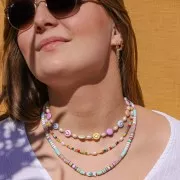 Heishi beads two-tone polymer clay rondelles 6x1mm - White - Dark grey x40cm