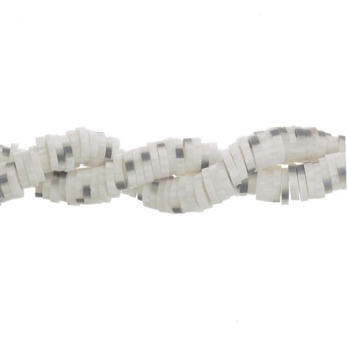 Heishi beads two-tone polymer clay rondelles 6x1 mm - Ecru - Grey x40cm
