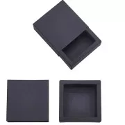 6.5x6.5x3cm Kraft Paper Jewellery Box - Black x1