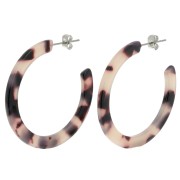 39mm Cellulose acetate hoop earrings - Tortoiseshell - Beige - Black x2|raw }}