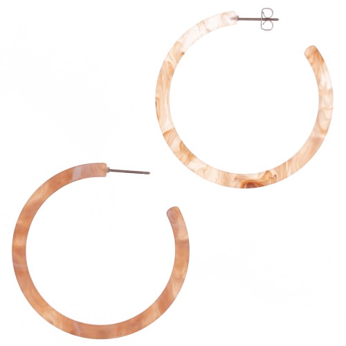 50mm Cellulose Acetate Hoops - Amber Marbled - White x2