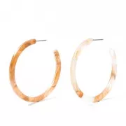 50mm Cellulose Acetate Hoops - Amber Marbled - White x2