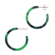 31mm Cellulose Acetate Hoop earrings - Tortoiseshell - Dark Green - Black x2