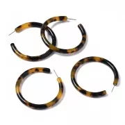 57mm thick round wire hoop earrings - Tortoiseshell - Brown - Black x2