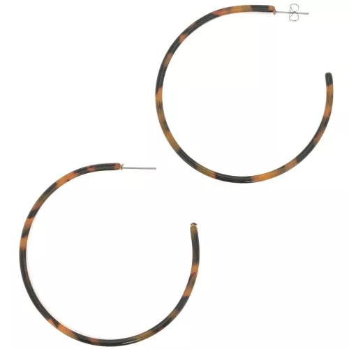 62mm Cellulose acetate hoop earrings - Tortoiseshell - Brown - Black x