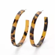 62mm Cellulose acetate hoop earrings - Tortoiseshell - Brown - Black x