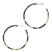 50mm Cellulose acetate hoop earrings - Tortoiseshell - Black - Beige x2