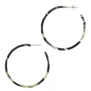 50mm Cellulose acetate hoop earrings - Tortoiseshell - Black - Beige x2