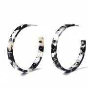 50mm Cellulose acetate hoop earrings - Tortoiseshell - Black - Beige x2
