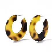 Créoles plates 45 mm cellulose acetate - Tortoiseshell - Brown - Black x2