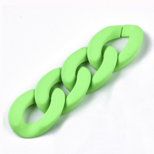 30x21mm Oval Twisted Acrylic Link - Mat Neon Green Opaque x1