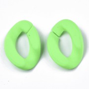 30x21mm Oval Twisted Acrylic Link - Mat Neon Green Opaque x1