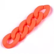 30x21mm Oval Twisted Acrylic Link - Mat Neon Orange Opaque x1