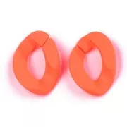 30x21mm Oval Twisted Acrylic Link - Mat Neon Orange Opaque x1
