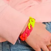 30x21mm Oval Twisted Acrylic Link - Mat Neon Orange Opaque x1