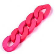 30x21mm Oval Twisted Acrylic Link - Mat Neon Pink Opaque x1