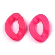 30x21mm Oval Twisted Acrylic Link - Mat Neon Pink Opaque x1