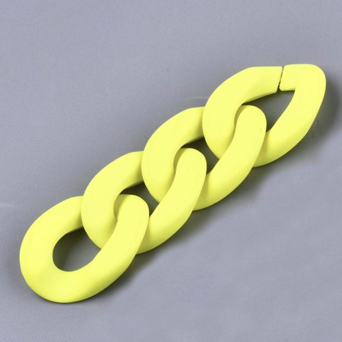 30x21mm Oval Twisted Acrylic Link - Mat Neon Yellow Opaque x1