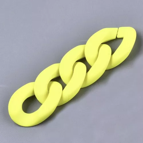 30x21mm Oval Twisted Acrylic Link - Mat Neon Yellow Opaque x1