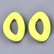 30x21mm Oval Twisted Acrylic Link - Mat Neon Yellow Opaque x1