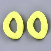 30x21mm Oval Twisted Acrylic Link - Mat Neon Yellow Opaque x1