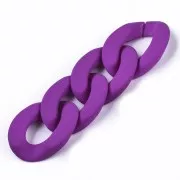 30x21mm Oval Twisted Acrylic Link- Mat Neon Purple Opaque x1