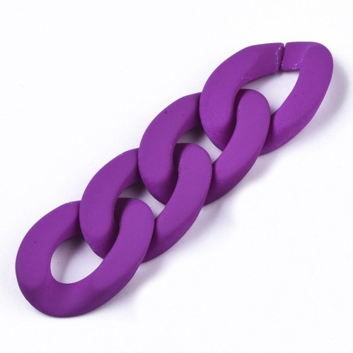 30x21mm Oval Twisted Acrylic Link- Mat Neon Purple Opaque x1
