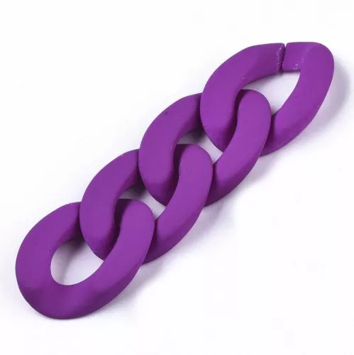 30x21mm Oval Twisted Acrylic Link- Mat Neon Purple Opaque x1