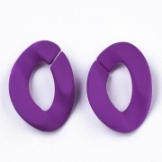 30x21mm Oval Twisted Acrylic Link- Mat Neon Purple Opaque x1