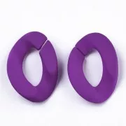 30x21mm Oval Twisted Acrylic Link- Mat Neon Purple Opaque x1