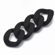 39.5x32mm Oval Twisted Acrylic Link - Opaque Black Mat x1